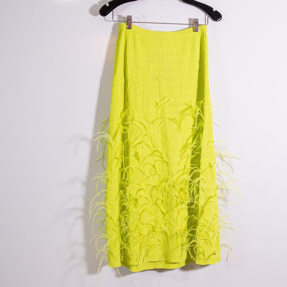 NEW Lapointe Crepe Matte Viscose Flared Ostrich Feather Embellished Midi Skirt S - Picture 4 of 4